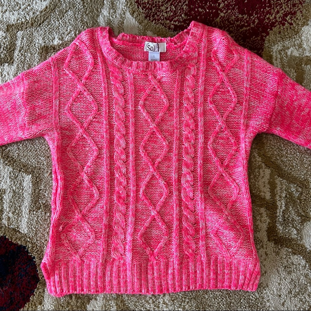 SO Women’s Hot Pink Knit Pullover Sweater - Size L